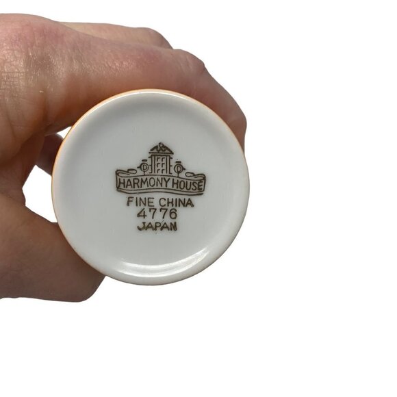 Harmony House Japan Fine China Espresso Cup Saucer Demi Orange Retro Japan - Picture 5 of 10